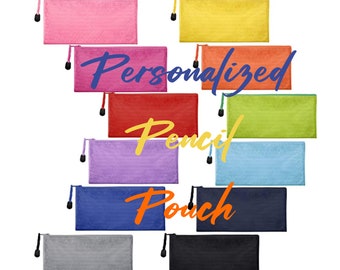 Personalized Pencil Pouch Back to School Pencil Case for Kids Custom Text Pencil Carrier Art Supply Pouch  Customized Pencil Pouch|cloth