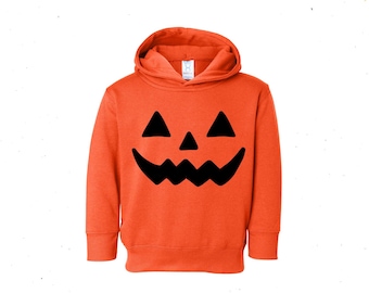 Pumpahuvtröja för småbarn med pumpalyktansikte, orange huvtröja för Halloween, läskig tröja för småbarn med pumpaansikte