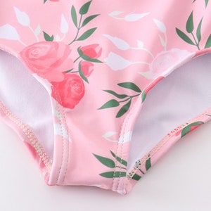Mommy and Me Personalized Bikini Custom Text Pink Floral Swimwear Mom and Girls Swimsuit Two Piece Personalized Suit Matching Getaway image 6