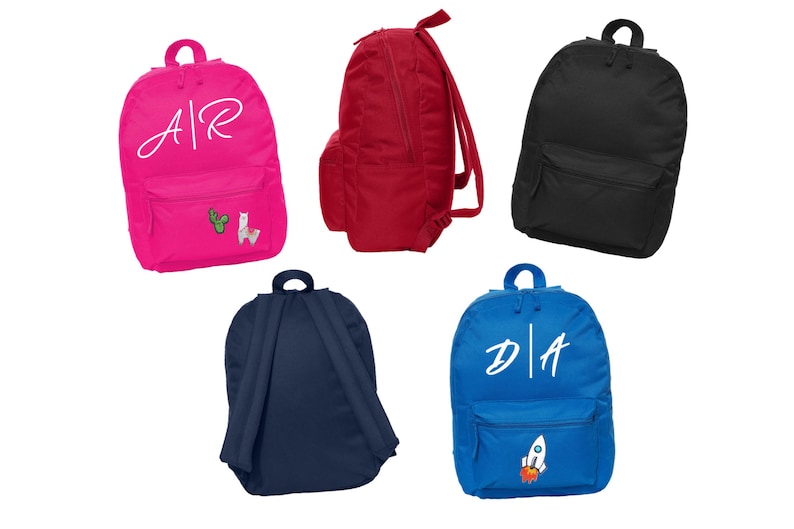 Personalized Monogram Backpack Custom Patch Back pack Kids Customized Book Bag Embroidered Patch Backpack Back to School Kids BackPack image 1