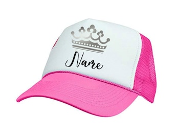 CUSTOM Name and Tiara Trucker Hat Ball Cap with Crown  Customized Princess Hat Princess Birthday Hat Kids Party Favor|Crown Birthday Hat