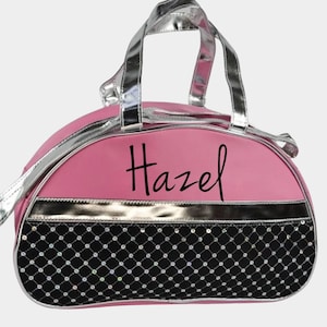 Personalisierte Tanztasche mit Pailletten Detaillierung Individueller Text Tanztasche Ballett Tasche Silber Metallic Tasche Pool Tasche Strand|Sport