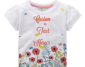 GIRLS Personalized Shirt Toddler Personalized T-shirt Custom Text Spring Flower Shirt Youth Butterfly Shirt  Birthday Gift Birthday Girl