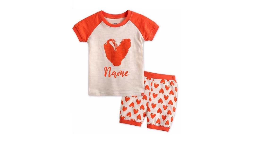 KIDS Customized Heart Pajama Set Kids Valentine's Outfit Etsy