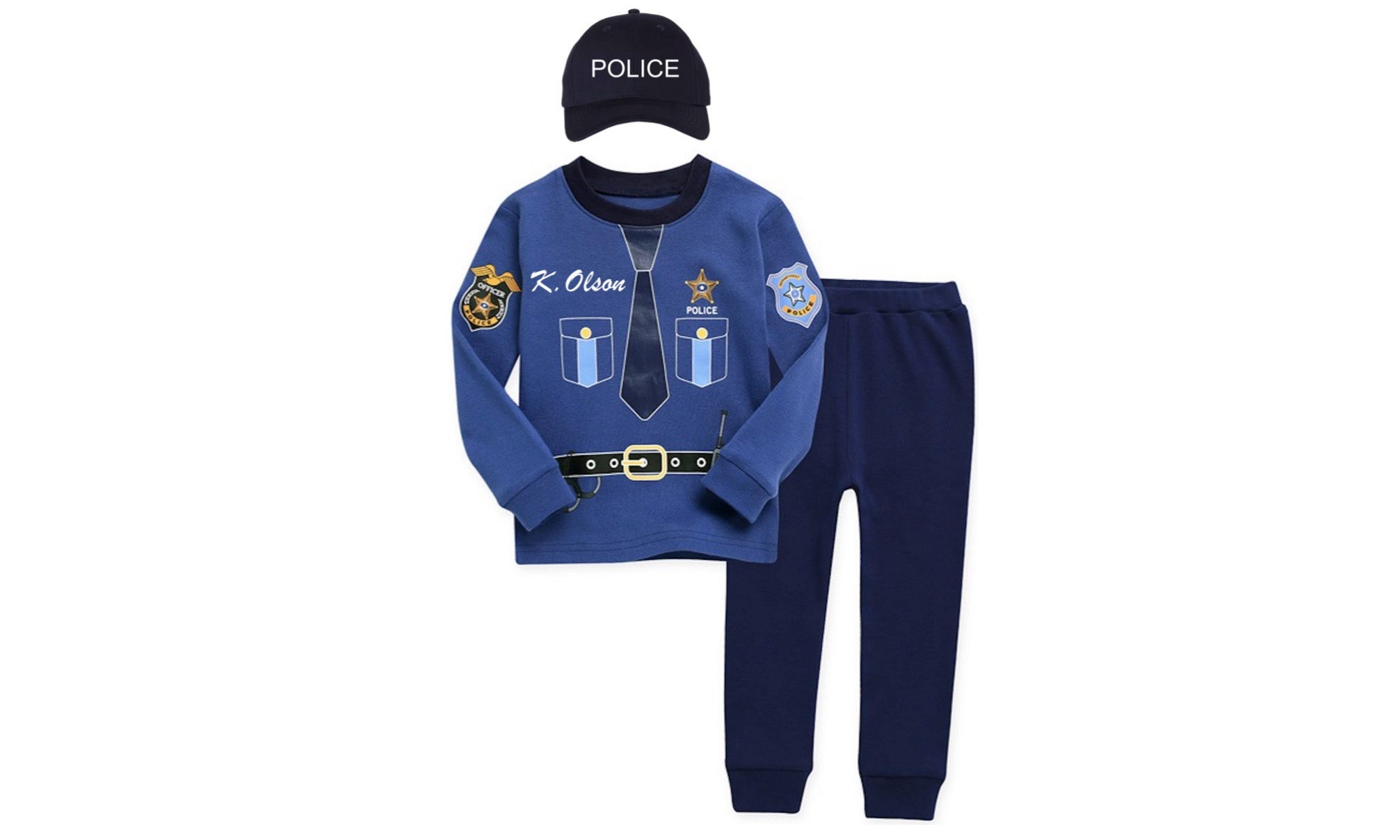 Police Costume Set - Embroidery Personalized Uniform - Includes FREE Custom  Embroidered Thin Blue Line Bag ($35 value)!