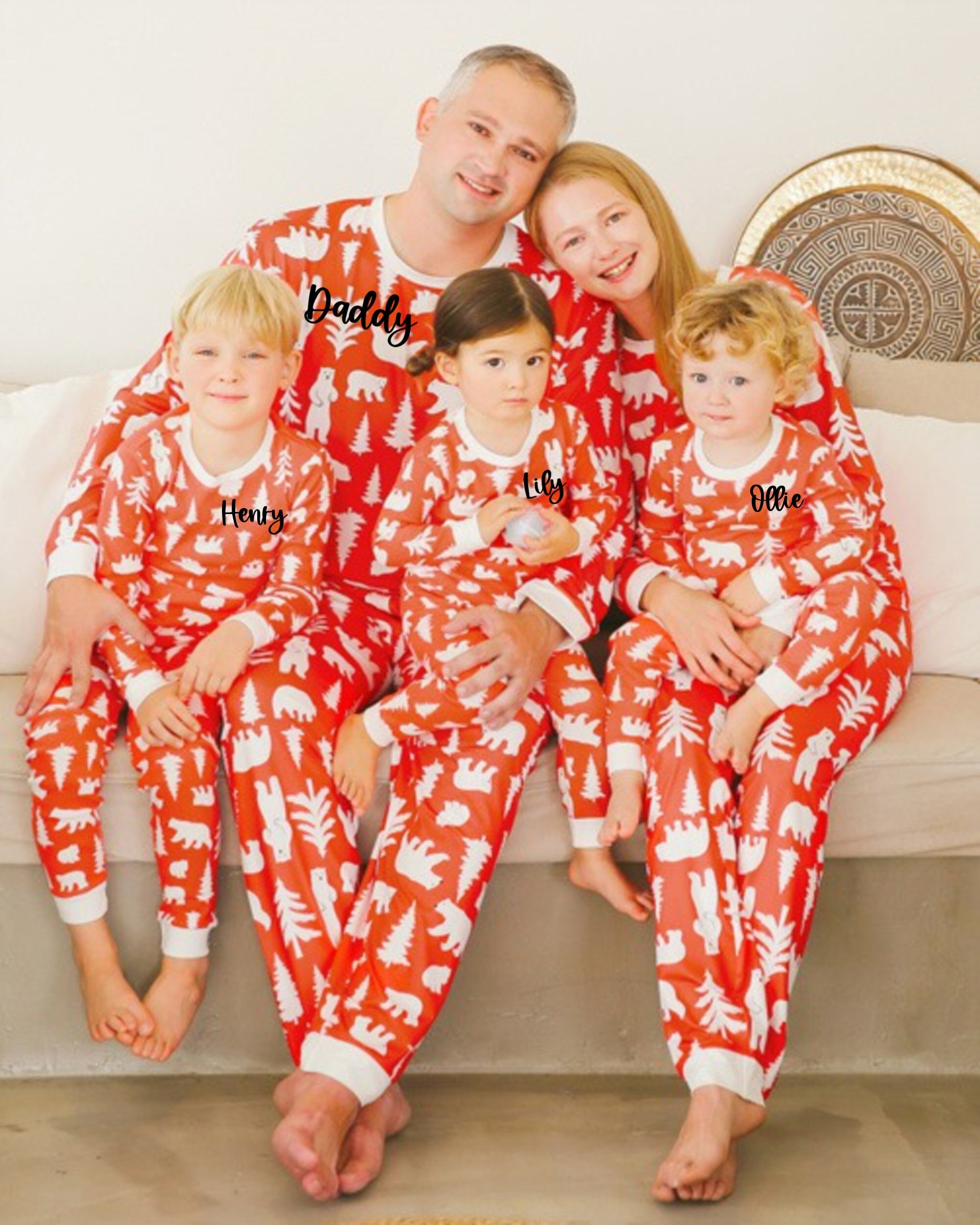 Matching Christmas Pajamas Family Set Adult Child Infant Pjs Xmas Bear One  Piece