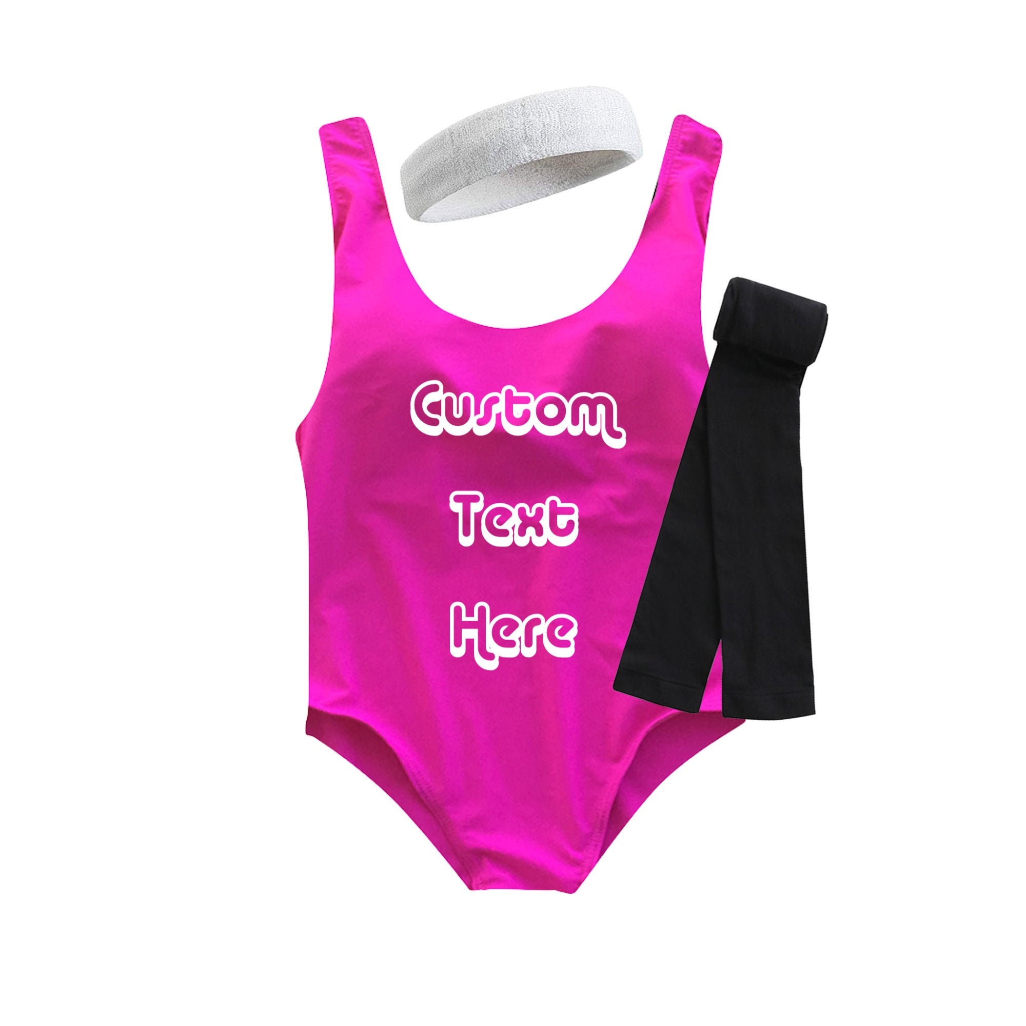 GIRLS Custom Workout Costume 80's workout girl costume Leggings  Sweatband & Leotard/Swimsuit Halloween Costume Funny Kids Aerobics Costume