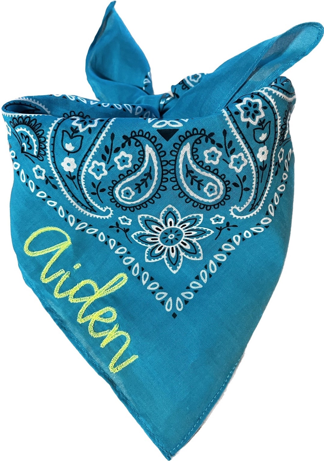 Personalized Custom Text Chain Stitch Embroidered Bandana Kids Etsy