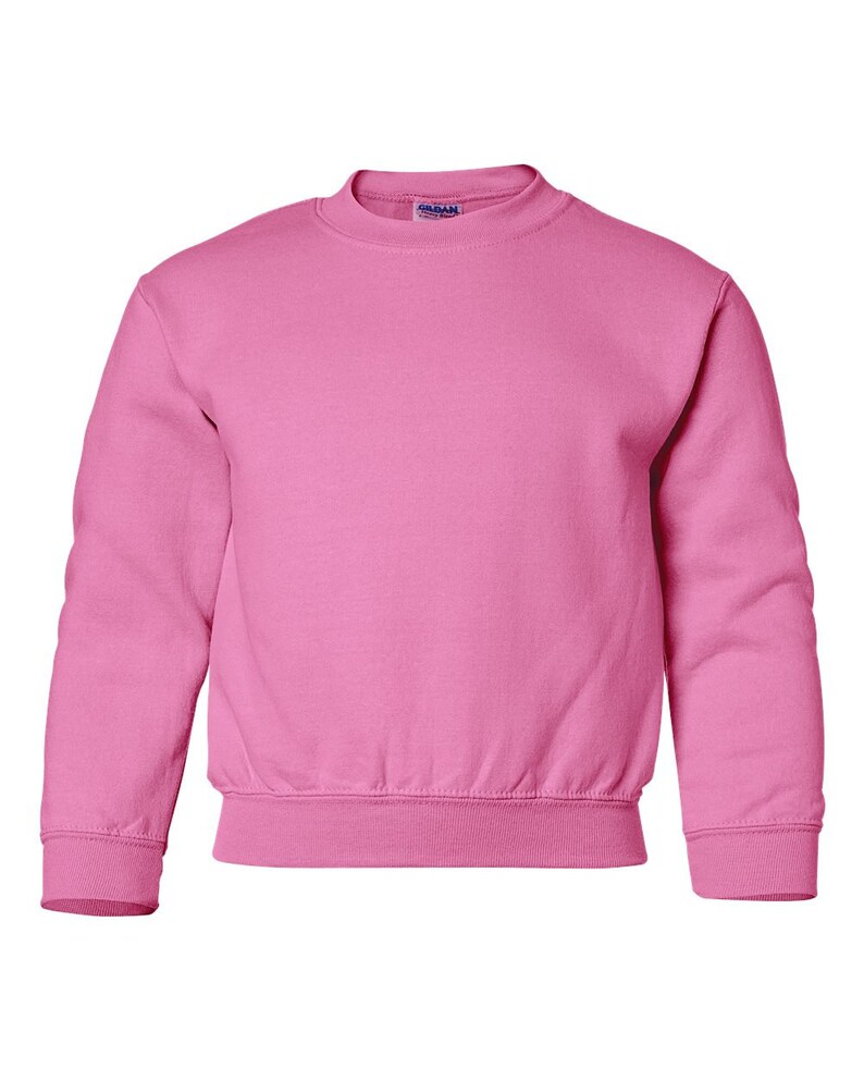 May include: A pink crew neck sweatshirt with long sleeves.