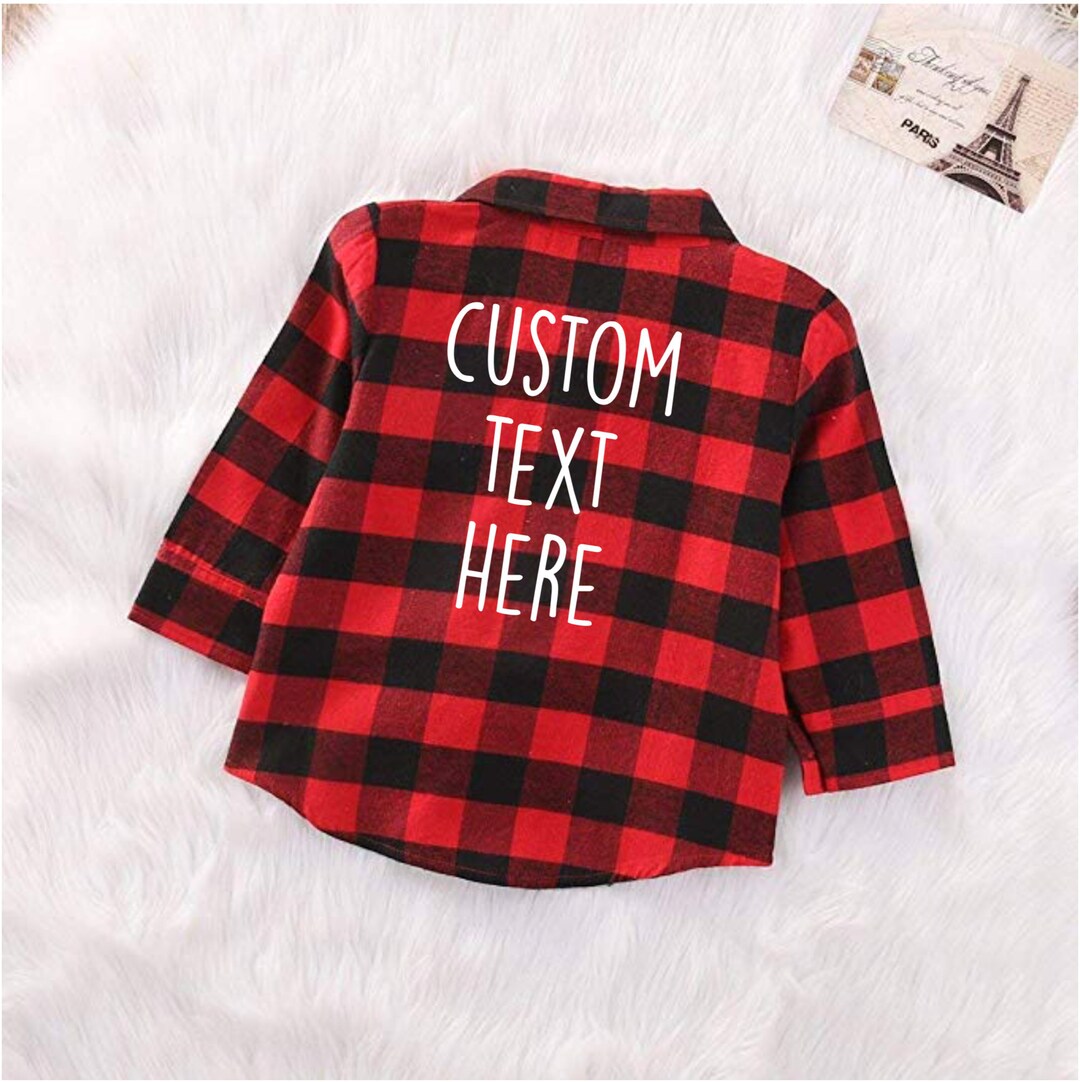 GIRLS PERSONALIZED Plaid Shirt Custom Text Buffalo Plaid Shirt - Main Image