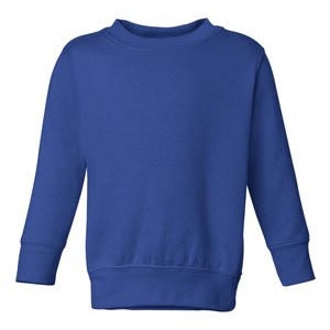 May include: A royal blue long-sleeved sweatshirt for kids.