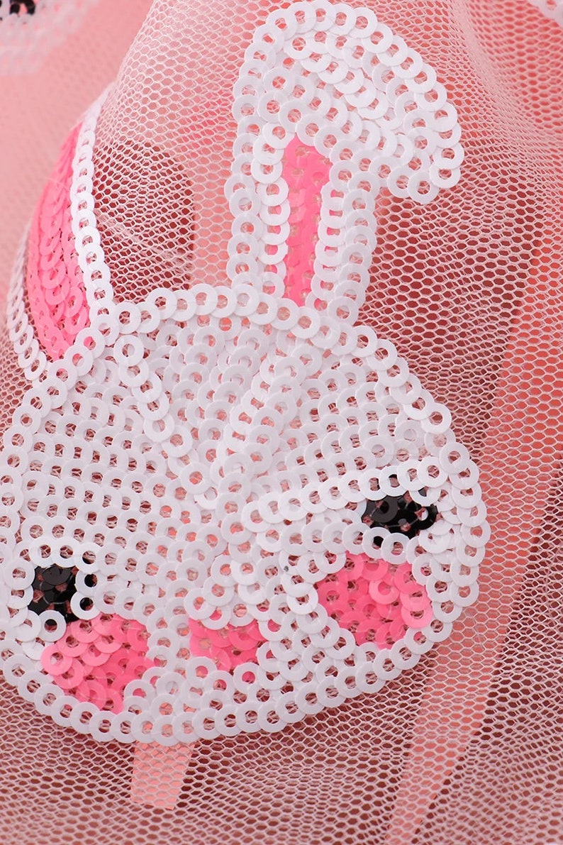 Girls Personalized Bunny Tutu Custom Text Easter Skirt Pink Sequin Rabbit Tulle Tutu Toddler Easter rabbit sequin tulle ballet ballerina image 8