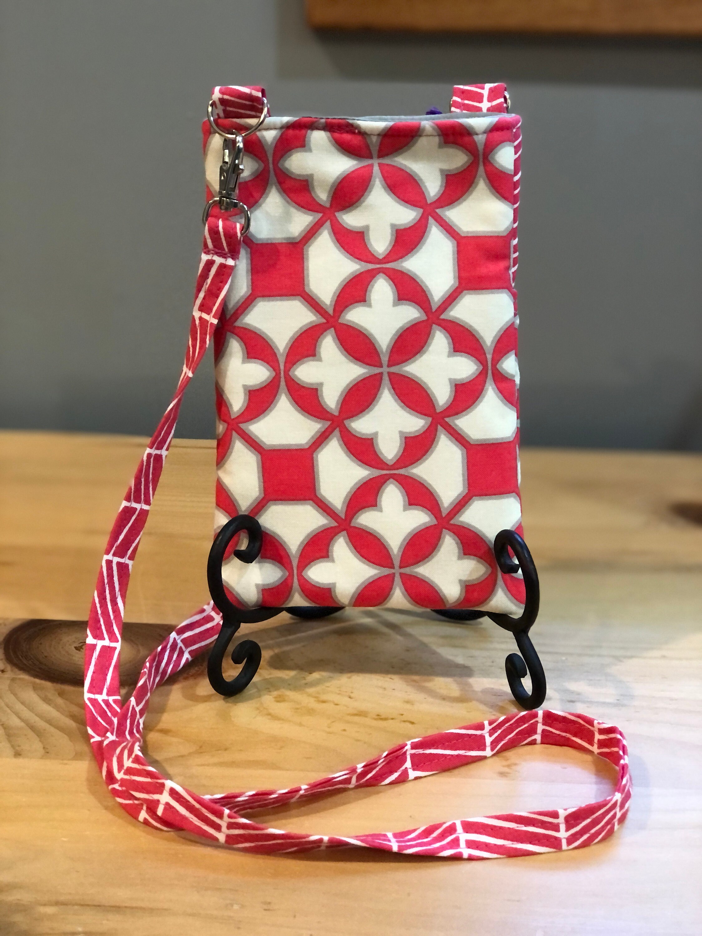 Coral/Gray Crossbody Cell Phone Holder Etsy