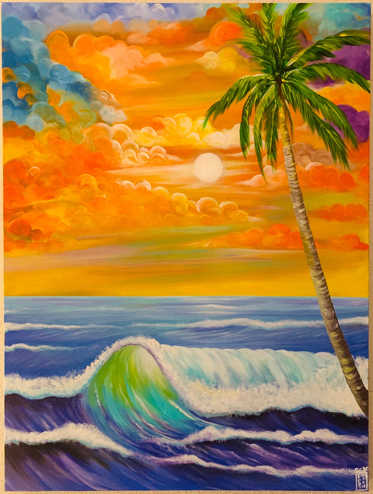 The Colorful Beach Palm Tree Abstract Modern Art Painting Etsy