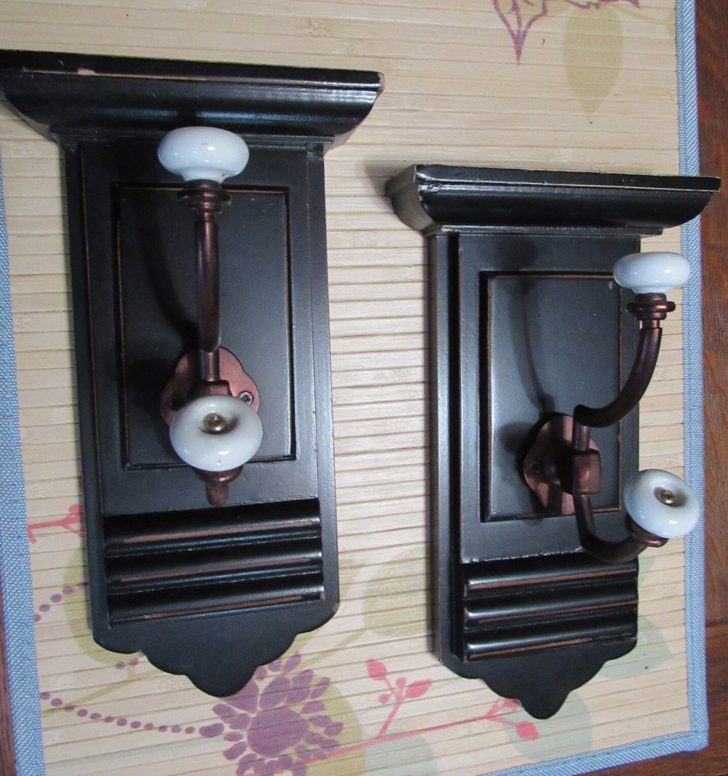 Conjunto de ganchos de pared de madera madera Base Metal Hooks | Etsy