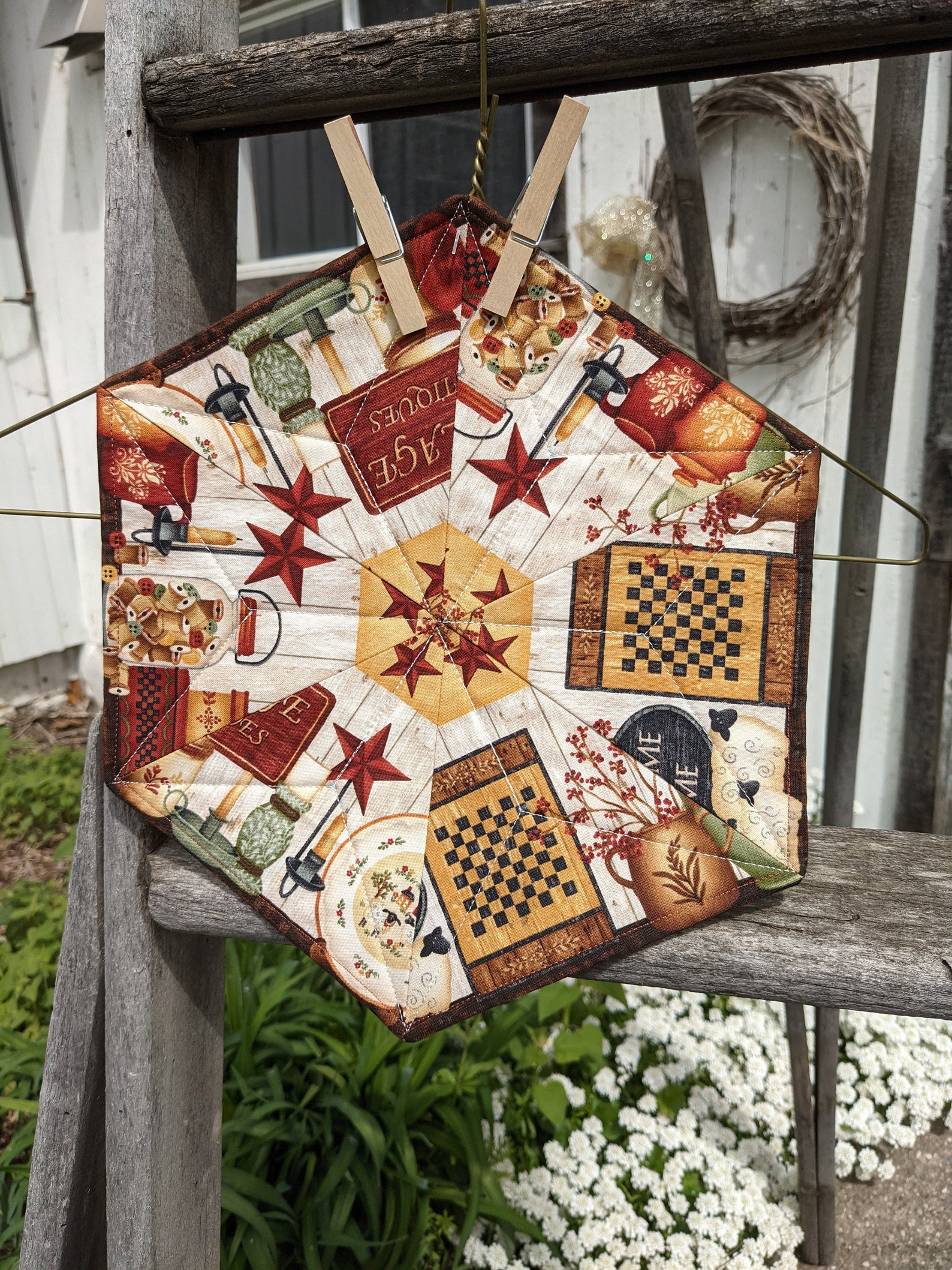 Hexagon Table Runner Table Runner Quilted Table Runner Etsy UK