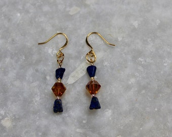 Lapis Lazuli Jewelry, Gold Earrings, Precious Stone Earrings, Natural Stone Jewelry, Dangle Earrings, Gold Jewelry, Blue Jewelry