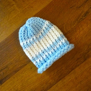 Hand Knit Baby Hat with Stripes