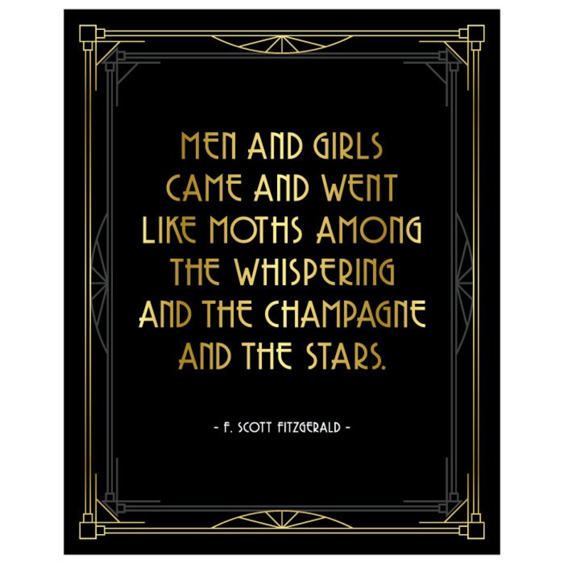 F Scott Fitzgerald Quote for Great Gatsby Party, Roaring 20s, Digital Download, Art Deco, Printable Sign, Wedding Decor, 20s Party Decor image 2