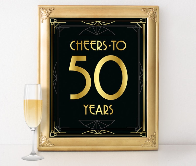 Printable 50th Birthday Decor Cheers to 50 Years Birthday - Etsy