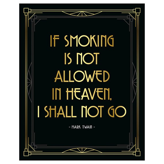 Printable Cigar Bar Sign Mark Twain Quote Poster Roaring s Etsy