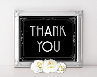 Thank You Sign Wedding Decorations, Anniversary Party, Printable Sign, Classic Wedding Decorations, 20s Wedding, Great Gatsby Wedding Decor