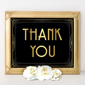 Thank You Sign for Art Deco Wedding, Digital Download, Printable Sign, Reception Sign, 20s Wedding, Wedding Decor, Great Gatsby Decorations