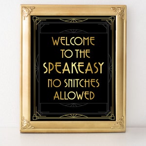 Speakeasy Sign for Bar, Printable Sign, Digital Download, Great Gatsby, Bar Sign, Roaring 20s, Art Deco Wedding, Wedding Decor, Funny Sign