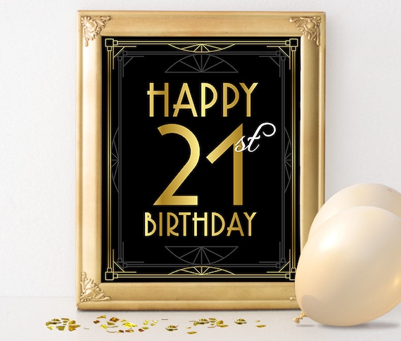 Birthday Party Decorations Happy 21st Birthday Great Gatsby Etsy