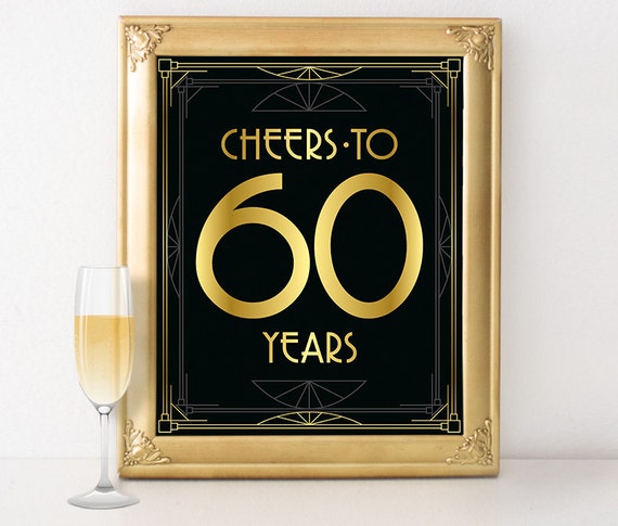 Birthday Party Decorations Cheers To 60 Years Birthday Sign Etsy