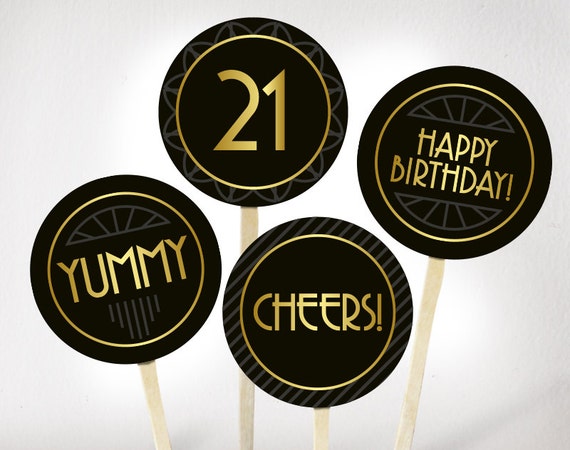 21st Birthday Cupcake Toppers Printable Pdf Printable Great Etsy