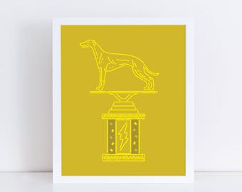 Greyhound Trophy, Dog Art Print | Greyhound Illustration | Dog Art | Art Print | Dog Illustration | Wall Art | Unique Gift | Dog Gift