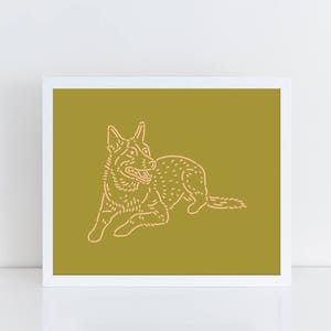 Heeler 8&quot;x10&quot; Wydruk psa | Ilustracja psa pasterskiego | Sztuka psów | Wydruk artystyczny | Ilustracja psa | Sztuka ścienna | Unikalny prezent | Prezent dla miłośnika psów