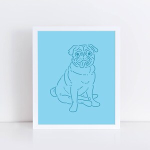 Pug 8&quot;x10&quot; Dog Print | Pug Illustration | Dog Art | Art Print | Dog Illustration | Wall Art | Unique Gift | Dog Lover Gift