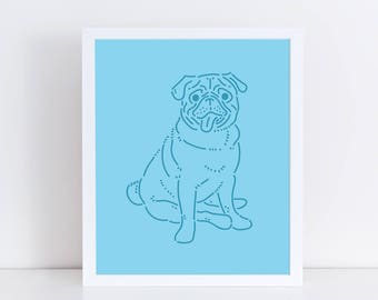 Pug 8"x10" Dog Print | Pug Illustration | Dog Art | Art Print | Dog Illustration | Wall Art | Unique Gift | Dog Lover Gift