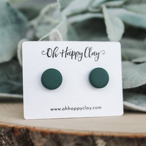 Dark Evergreen Studs, Hypoallergenic Stainless Steel Earrings