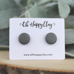 Graphite Gray Stud Earrings, Titanium Posts, Unisex Design