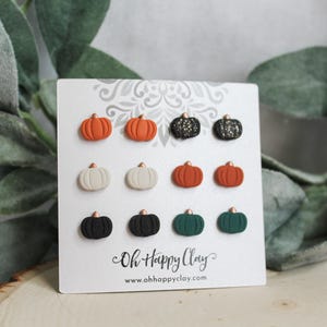 Pumpkin Stud Earrings 10mm – Hypoallergenic / Fall Jewelry | Polymer Clay Pumpkin Studs | Stainless Steel / Titanium / Plastic Studs