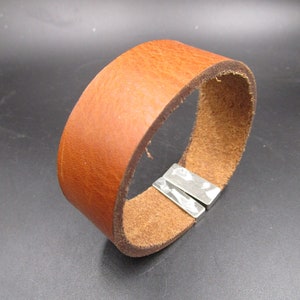 Genuine Italian Leather Bull Hide Bracelet with T-Clasp - Handmade
