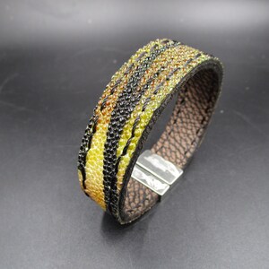 Genuine Stingray Leather Bracelet with T-Clasp - Handmade