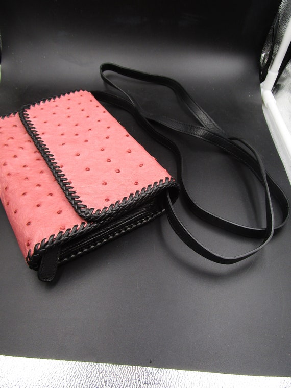 Pink ostrich shop purse