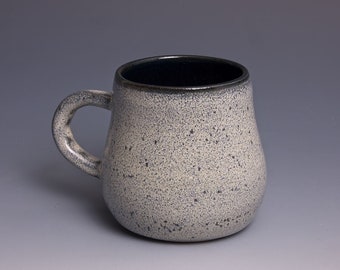 Handmade Japanese ceramics stoneware Navy & pale grey blue Mug: Hazy Moon collection