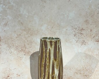 Handmade Japanese ceramic stoneware Wild London clay Ikebana vase with extra Wild London clay slip version.