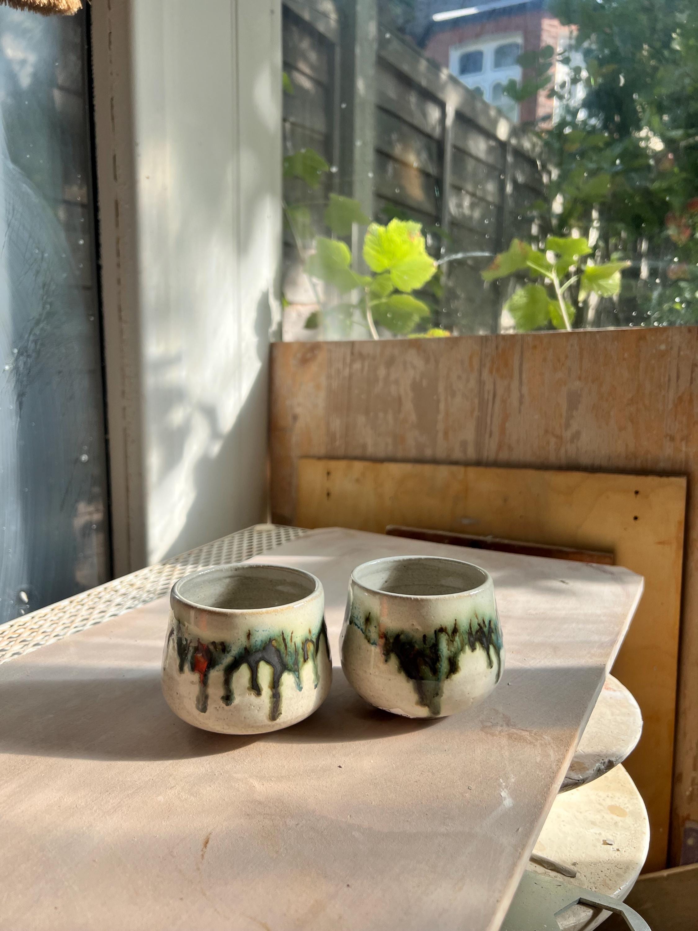 Handmade Japanese Stoneware Yunomi Cup: Forest Design Tea Cup - Etsy