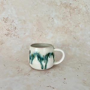 Handmade Japanese Stoneware Ceramics White & Blue green Coffee/Tea cup/Mug: Mori( 森=Forest) Collection