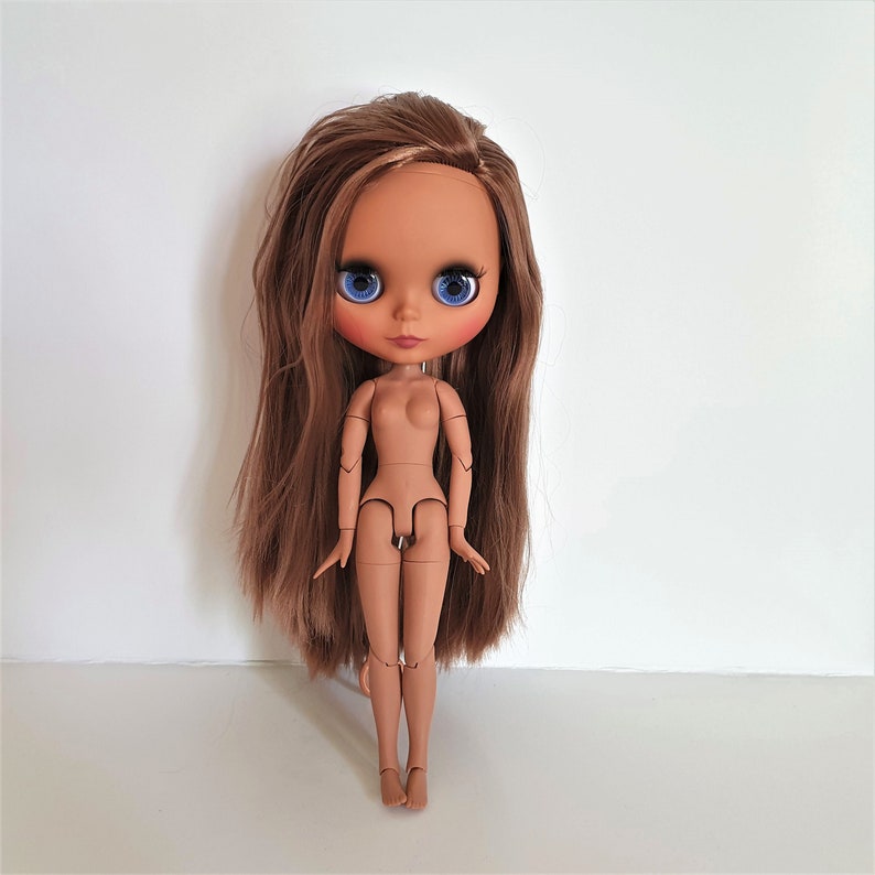 Blythe Doll for Customizing 11.5" (28.5 cm) Customization Neo Blythe Doll Dark Skin Brown Matte Face Factory Parts DaE bild 5