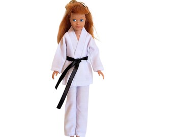 Handmade Doll Clothes Karate Uniform Judo Gi TKD fit 9” Barbie Skipper Dolls White Top and Pants