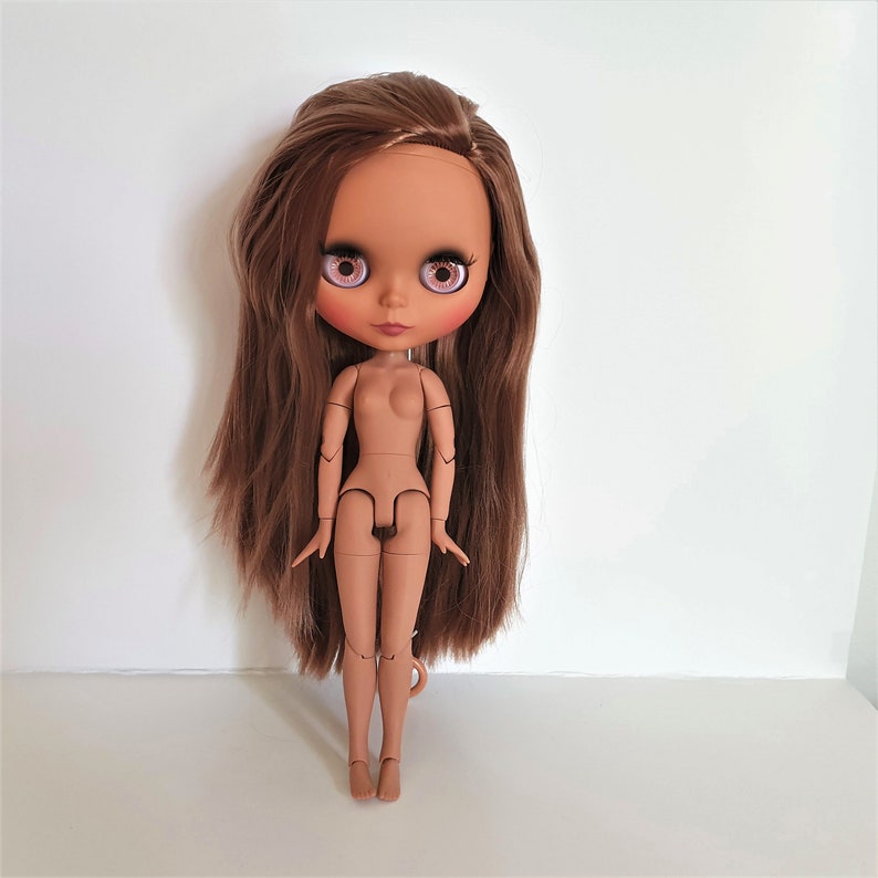 Blythe Doll for Customizing 11.5" (28.5 cm) Customization Neo Blythe Doll Dark Skin Brown Matte Face Factory Parts DaE bild 3