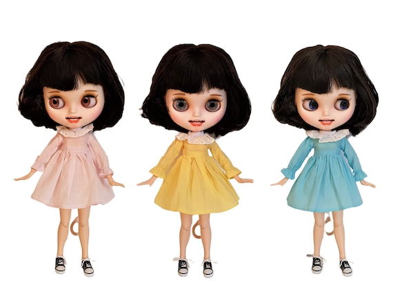 Blythe Doll Clothes Long Sleeve Dress Outfit fit 11.5” Neo Blythe Dolls Handcraft Canada