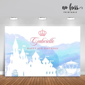 Blue Castle Backdrop | Princess Cinderella | Party Banner | Poster | Signage | Personalised | Printable ONLY | Birthday Backdrop